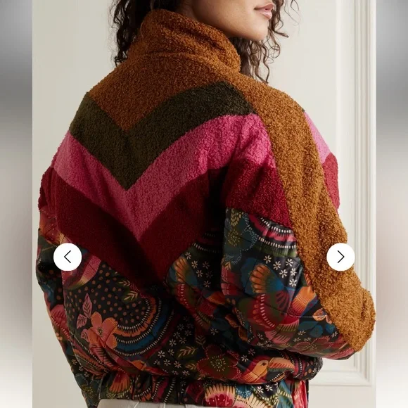 NWT FARM RIO Toucanfly Reversible Floral Print Quilted Puffer Jacket Size L - Picture 2 of 14